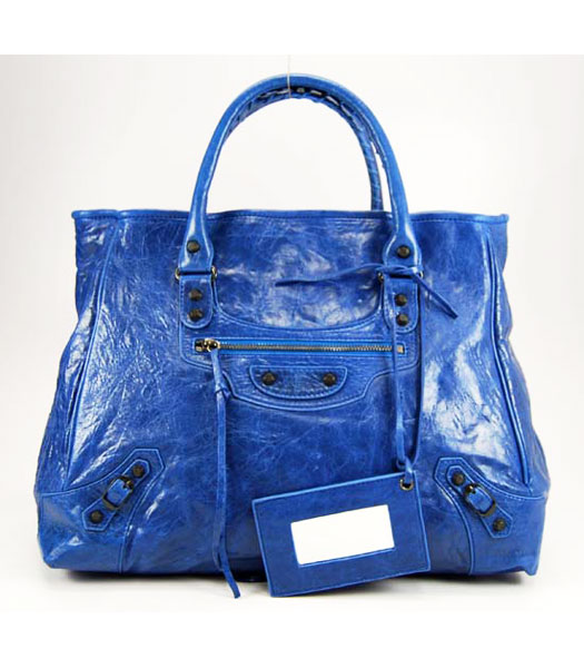 Balenciaga Agnello Tote Bag Colore Blu